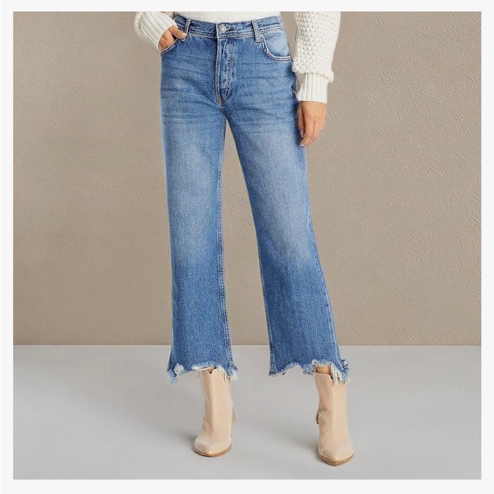 Free People Maggie Mid-Rise Straight Leg Bondi Blue 29